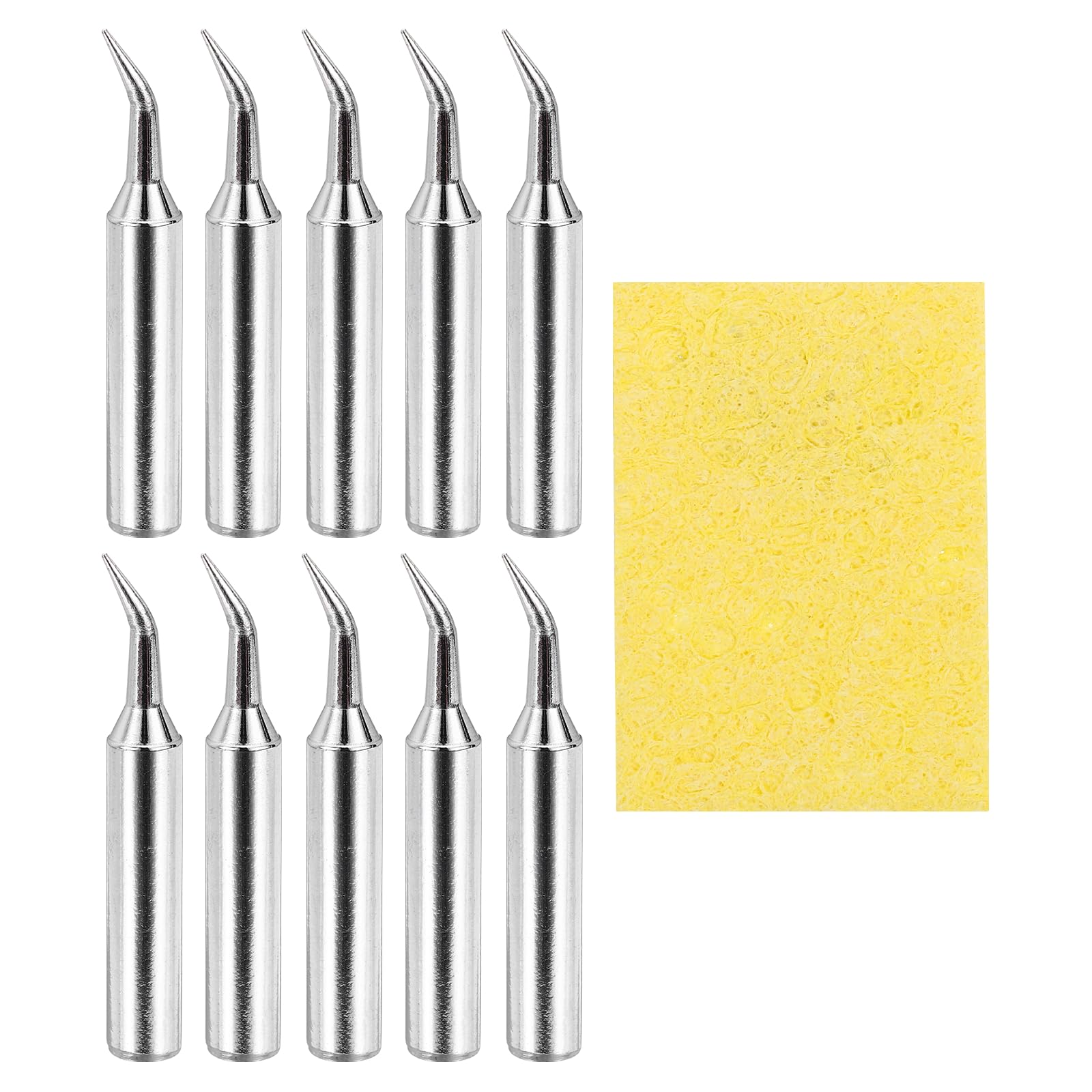 sourcing map Pack of 10 900M Solder Tips Internally Heated Soldering Tips with Cleaning Sponge Pad Replacement Welding Accessories Kit for Electrical Solder Station Tip (900M-T-IS)