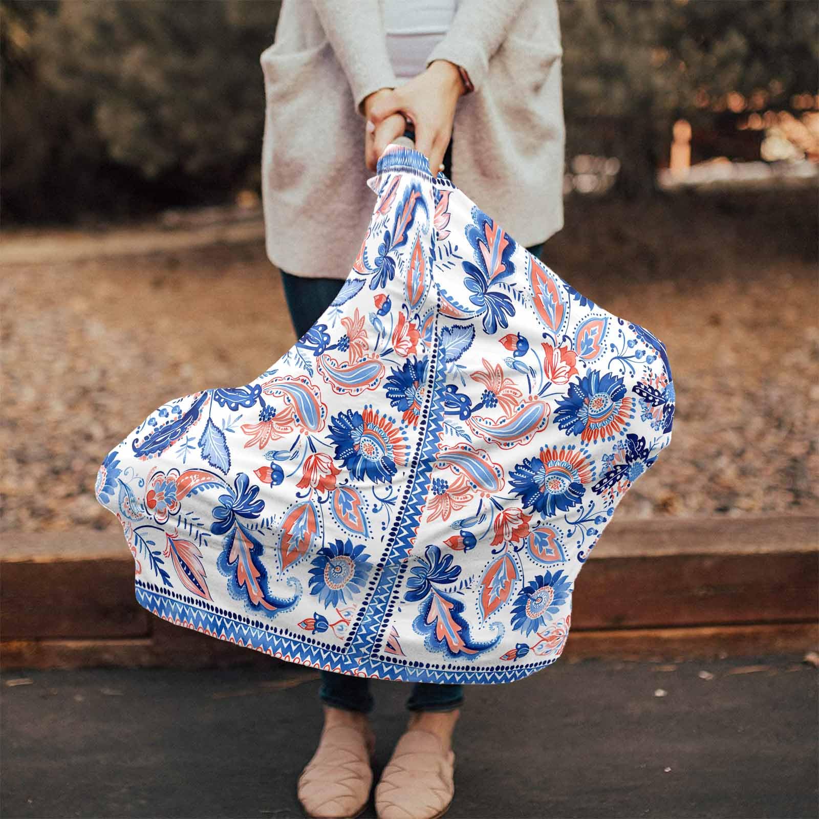 Nursing Cover for Breastfeeding Scarf, Flower Textured Baby Car Covers Super Soft Multi Use for Canopy Shopping Cart Cover Blanket Stroller Cover