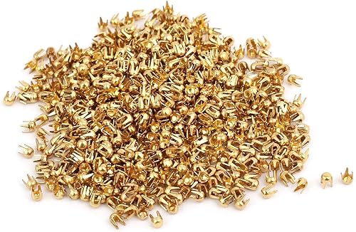 IIVVERR 1000 piezas de papel de cabeza redonda de 0.079 pulgadas (0.079 in) en tono dorado para álbumes de recortes y manualidades (1000 piezas de