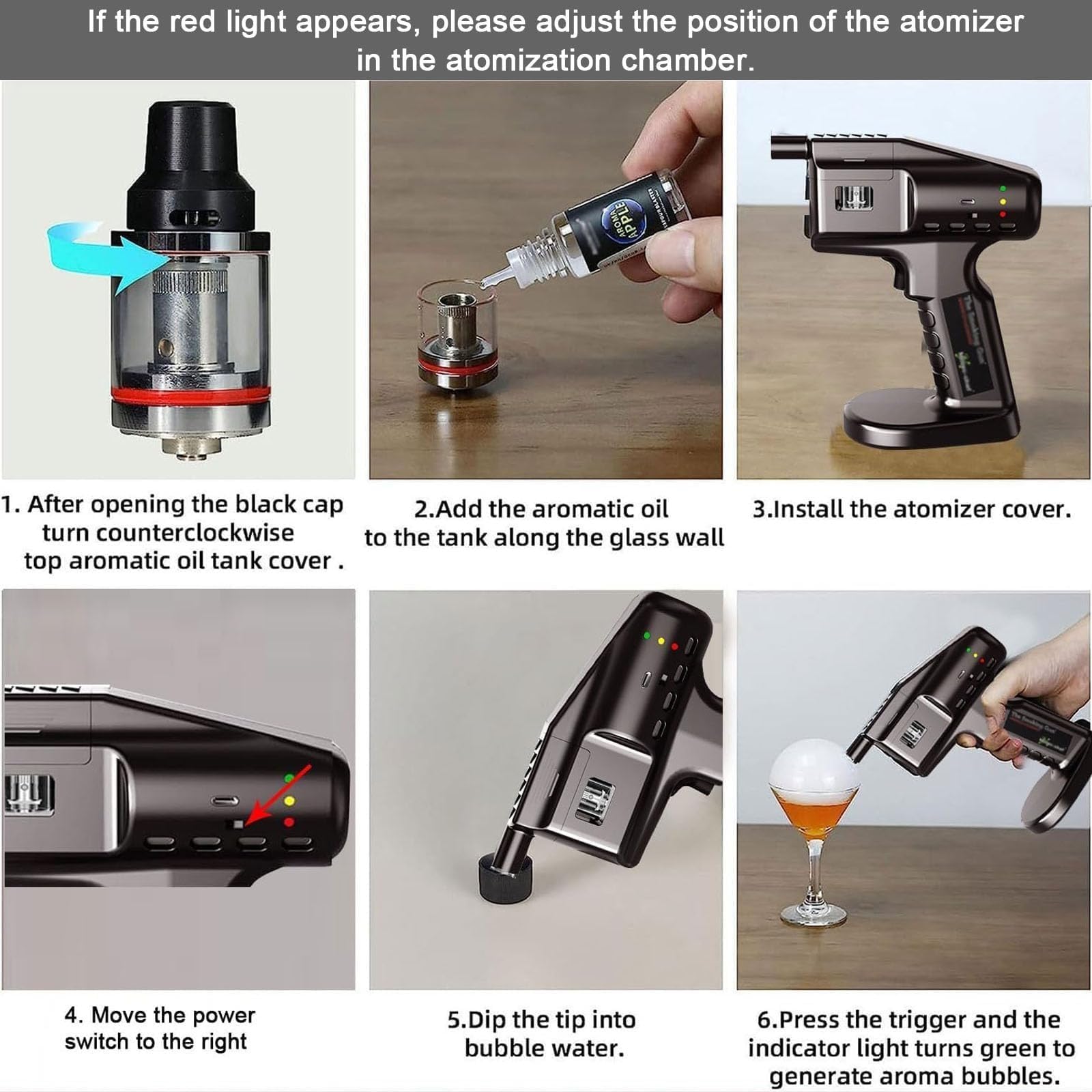 Pistolet do baniek dymnych do kuchni, pistolet do aromatyzowania koktajli, generator zimnego dymu, pistolet do infuzji dymu zasilany przez USB, zestaw do palenia koktajli barmańskich