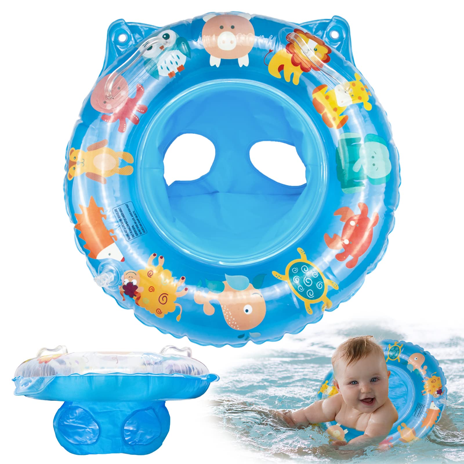 Baby Swimming Float Seat, Inflatable Toddler Pool Swimming Ring with Double Handle, Water Waist Float Toy for Age 6-36 Months Babies Toddlers Infant Children Training Playing