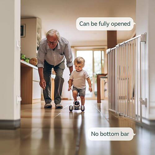 Miniatura 4 de Babelio Puerta de bebé de 31.5 a 55 pulgadas sin barra inferior extra ancha, puerta para perros con cierre automático 2 en 1 para la casa, escaleras