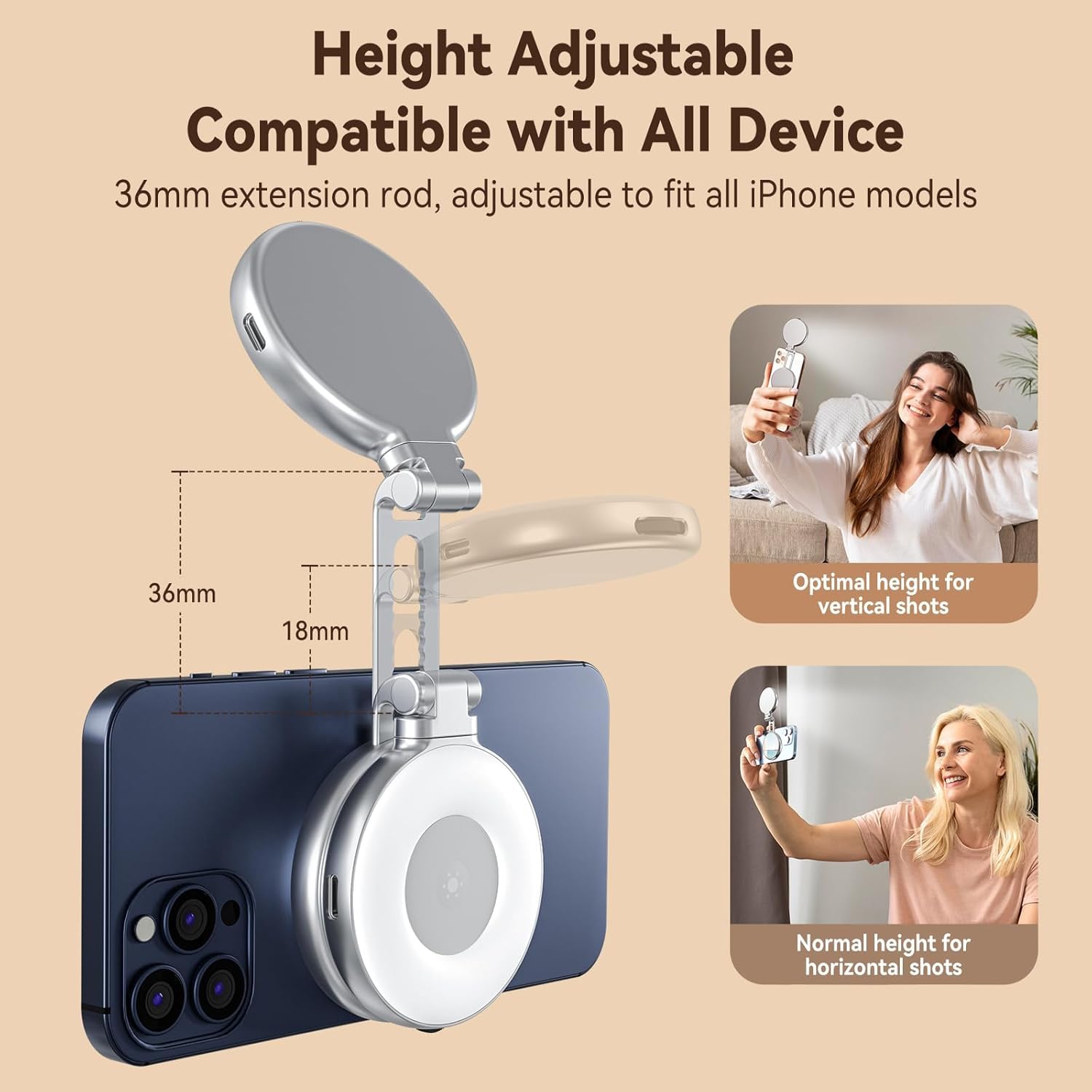 TELESIN selfie light mounted on smartphone
