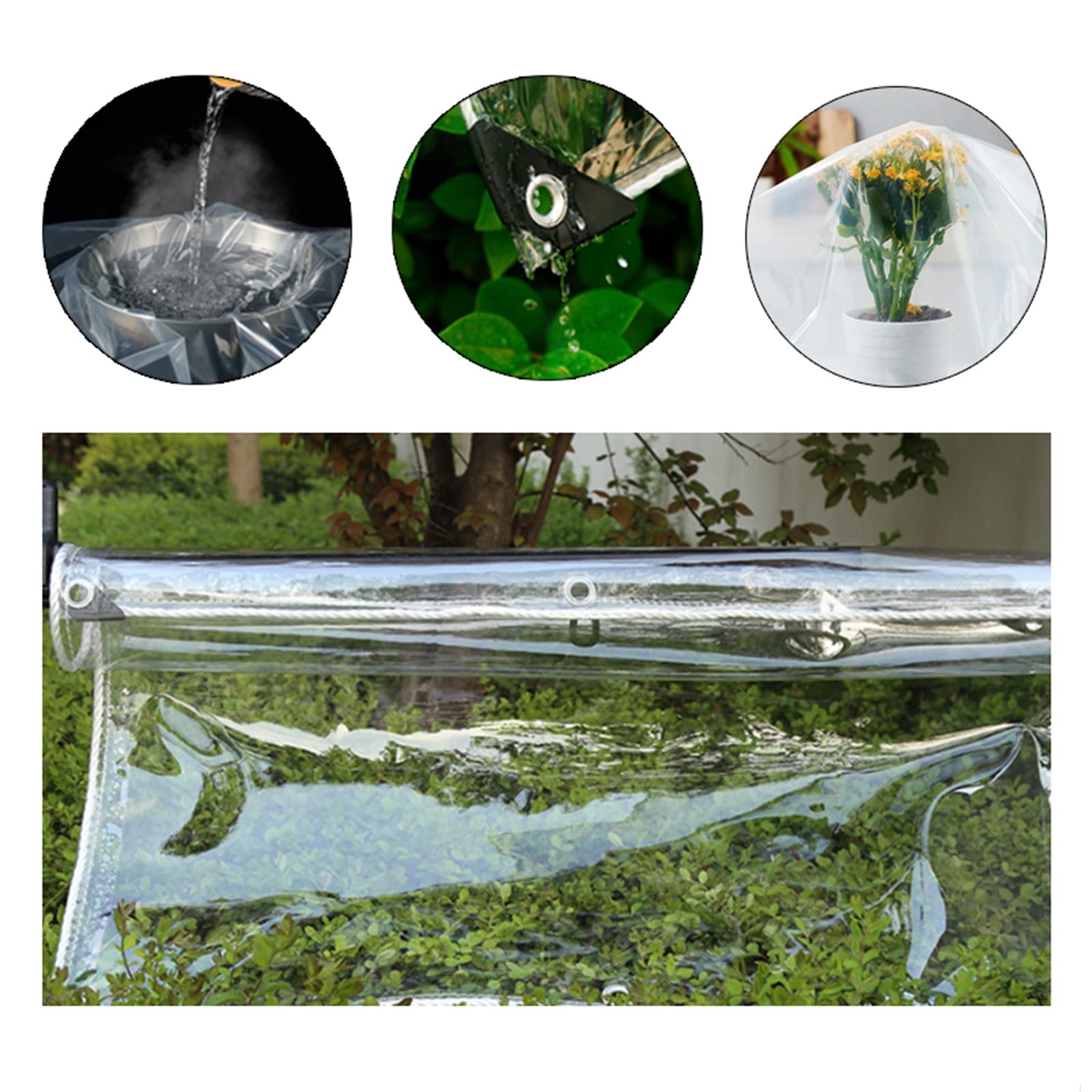 ZXCVASDF Clear Tarps, Glass Tarpaulin with Metal Grommets