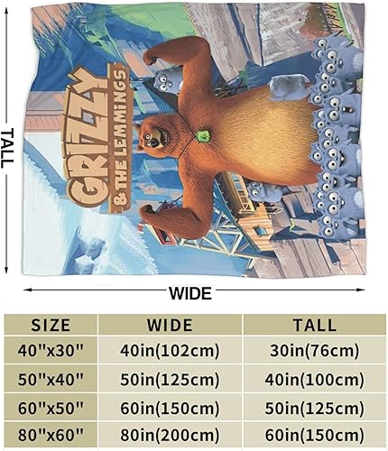 Miniatura 4 de Grizzy Comedy and The Adventure Lemmings - Manta animada de felpa suave y decoración para decoración de fiesta suave, acogedora, ligera, cálida,