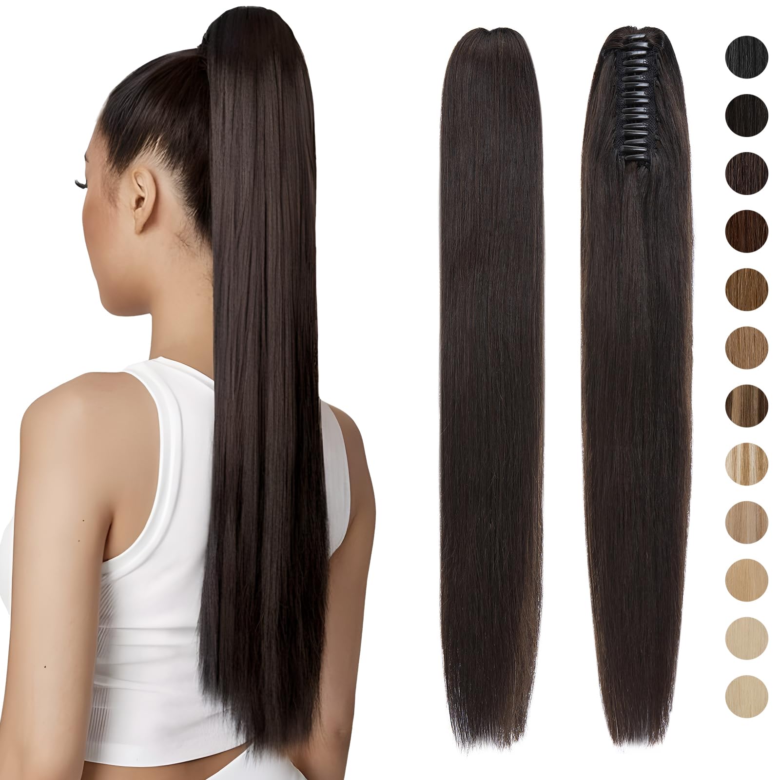 Queue de cheval cheveux raides couleur noire naturelle