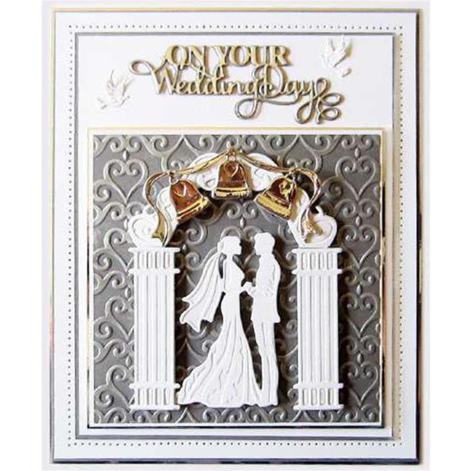 4PCS Wedding Dies for Card Making Bride and Groom On Your Special Day,Happy Anniversary On your Wedding Day Alphabets Metal Cutting Dies for DIY Scrapbooking Paper Crafting Handmade Crafts Wedding Dec - Image 3