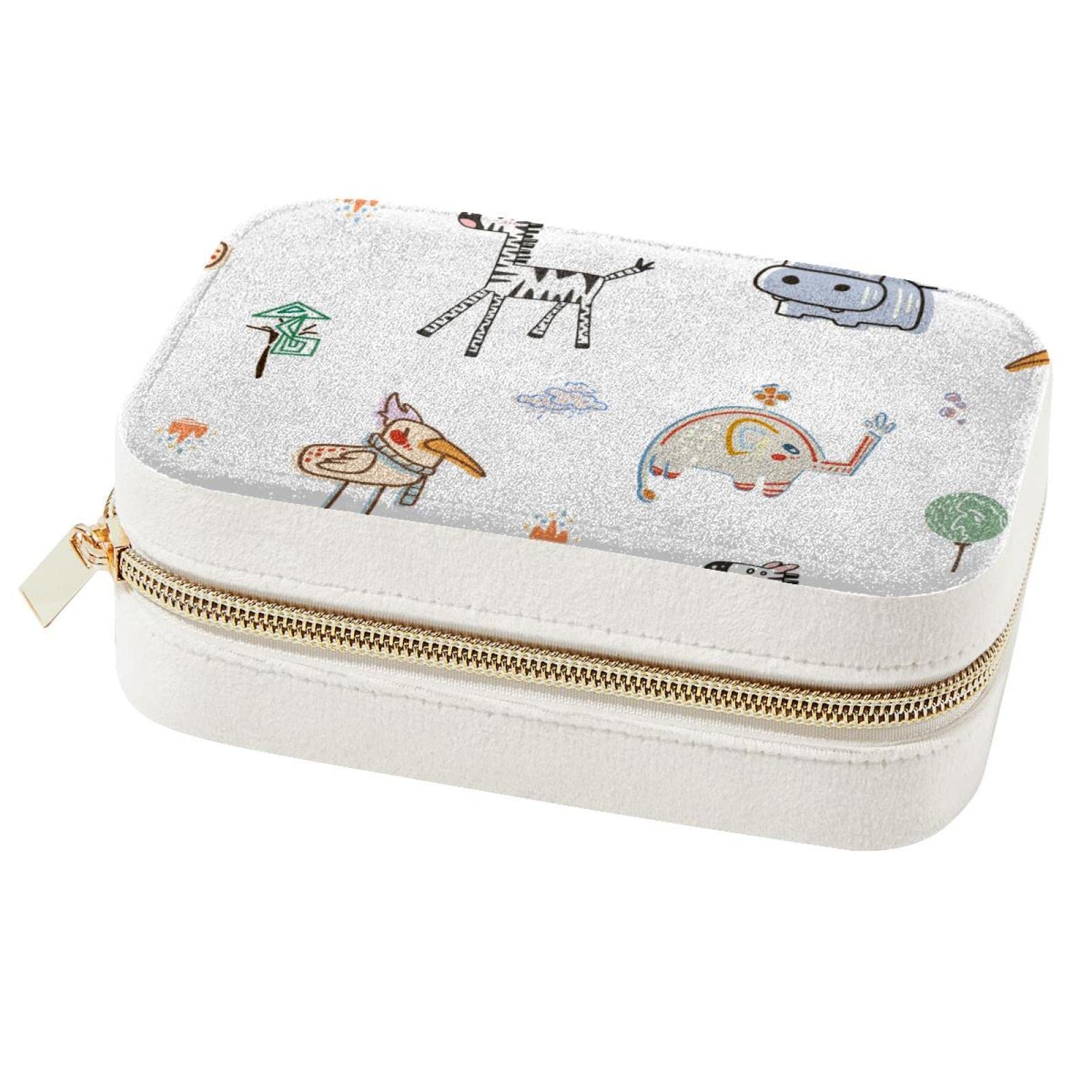 Boîte à bijoux portable animaux pour voyage et rangement filles