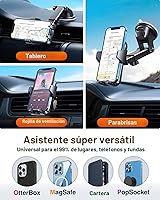 Vista 9 de VANMASS Soporte para teléfono celular para automóvil, parabrisas, rejilla de ventilación de auto, con clip de ventilación y panel de tablero, fuerte