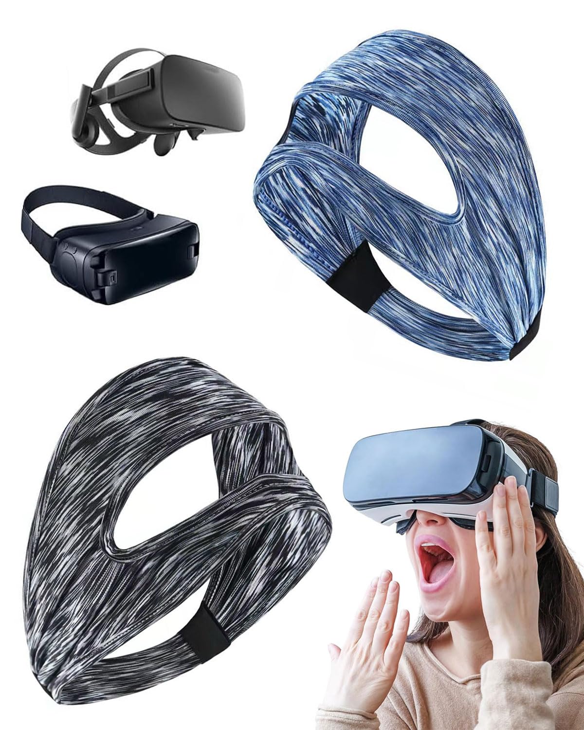 2 Pcs Maschera per gli occhi da gioco,VR Eye Mask Cover Sweat Bandi per M Quest 3/Quest 3S,VR Traspirante Maschera,Lavabile VR mascher,per PS VR2/M Quest Pro/M Quest 2