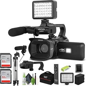 Minolta MN4KPRO 4K60FPS Ultra HD / 64 MP Autofocus Pro Camcorder Kit w/WiFi Bundle with Accessories
