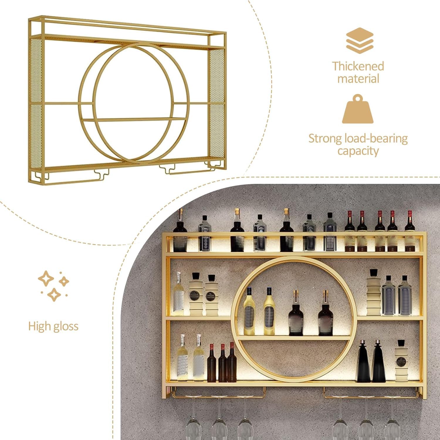 Porte-bouteilles mural en métal noir pour maison, bar, salle à manger ou décoration intérieure (100 x 15 x 80 cm) – Solution de rangement élégante et peu encombrante