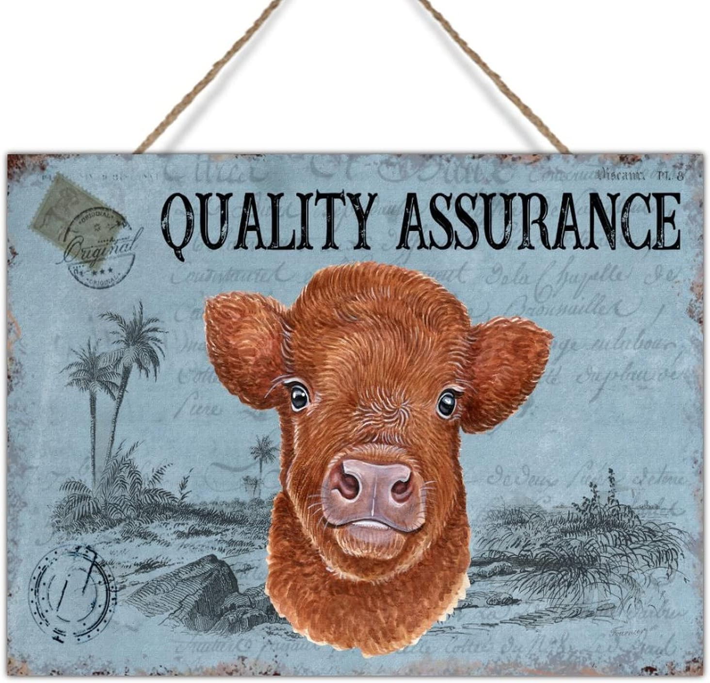 Vintage French Style Cow Blue Wall Art Decor Sign Watercolor Farm Animal Cattle Wood Sign Chic Rustic Wood Wall Art Signs for Living Room Front Porch 24x18in Birthday Gift to Farmer