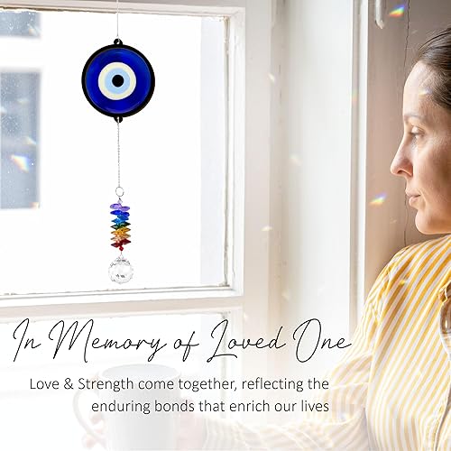 Miniatura 3 de Atrapasoles de adorno de 2 capas – Ojo malvado azul – Regalos de protección de buena suerte – Amuleto protector de cumpleaños para mujeres y hombres