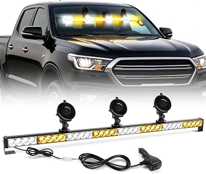 Amber White 32 LED Warning Emergency Strobe Light Bar