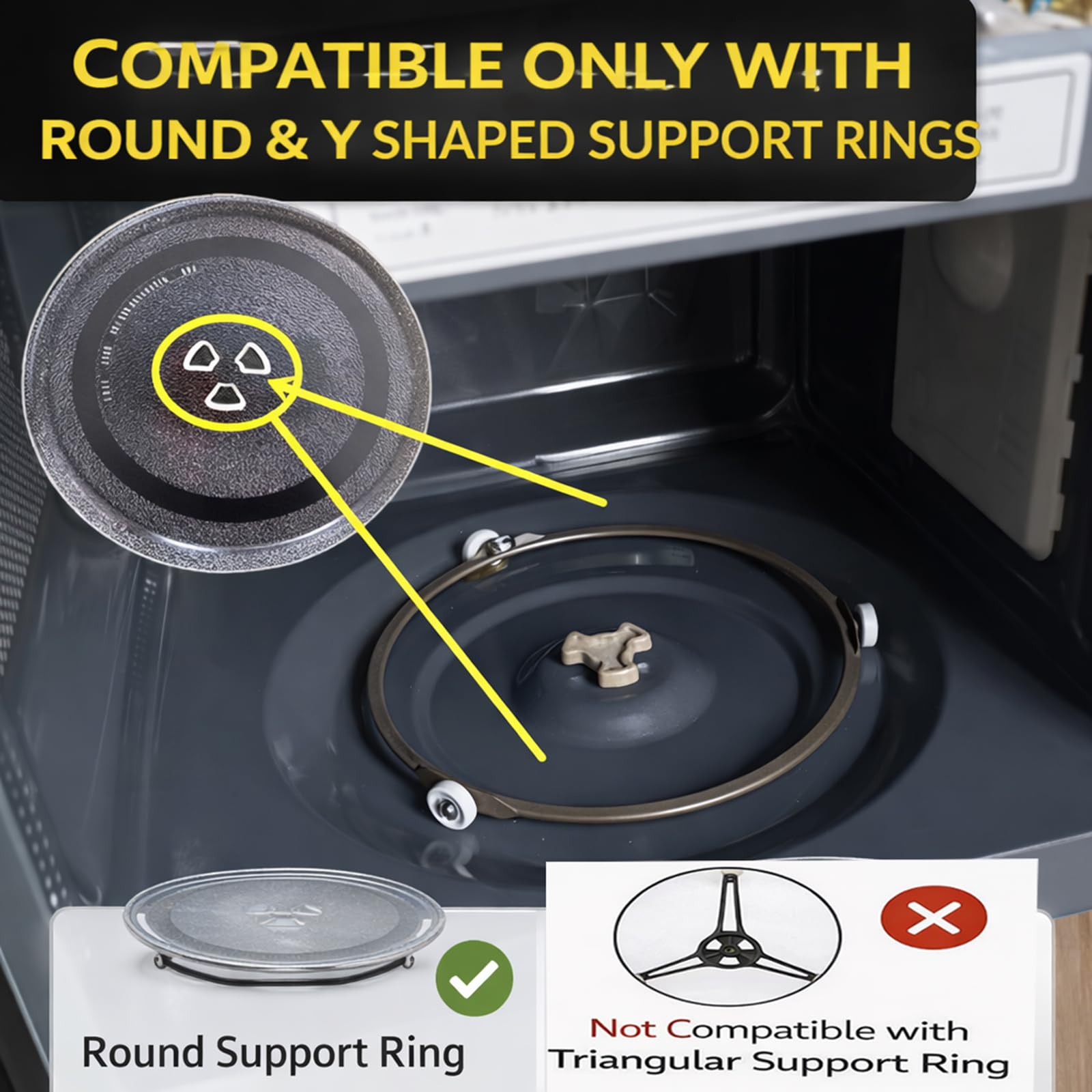 KIJUK Mikrowellenteller Glas 24,5 cm – Universal Ersatzdrehteller für Mikrowelle, Hochtemperaturbeständiger Ersatzteller, Mikrowellen Teller Glas - 4