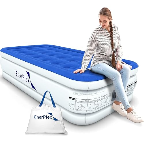 EnerPlex Air Mattress with Built in Pump - Self-Inflating Blow Up Mattress with Neck Support - Inflatable Air Bed for Portable Travel & Home Use