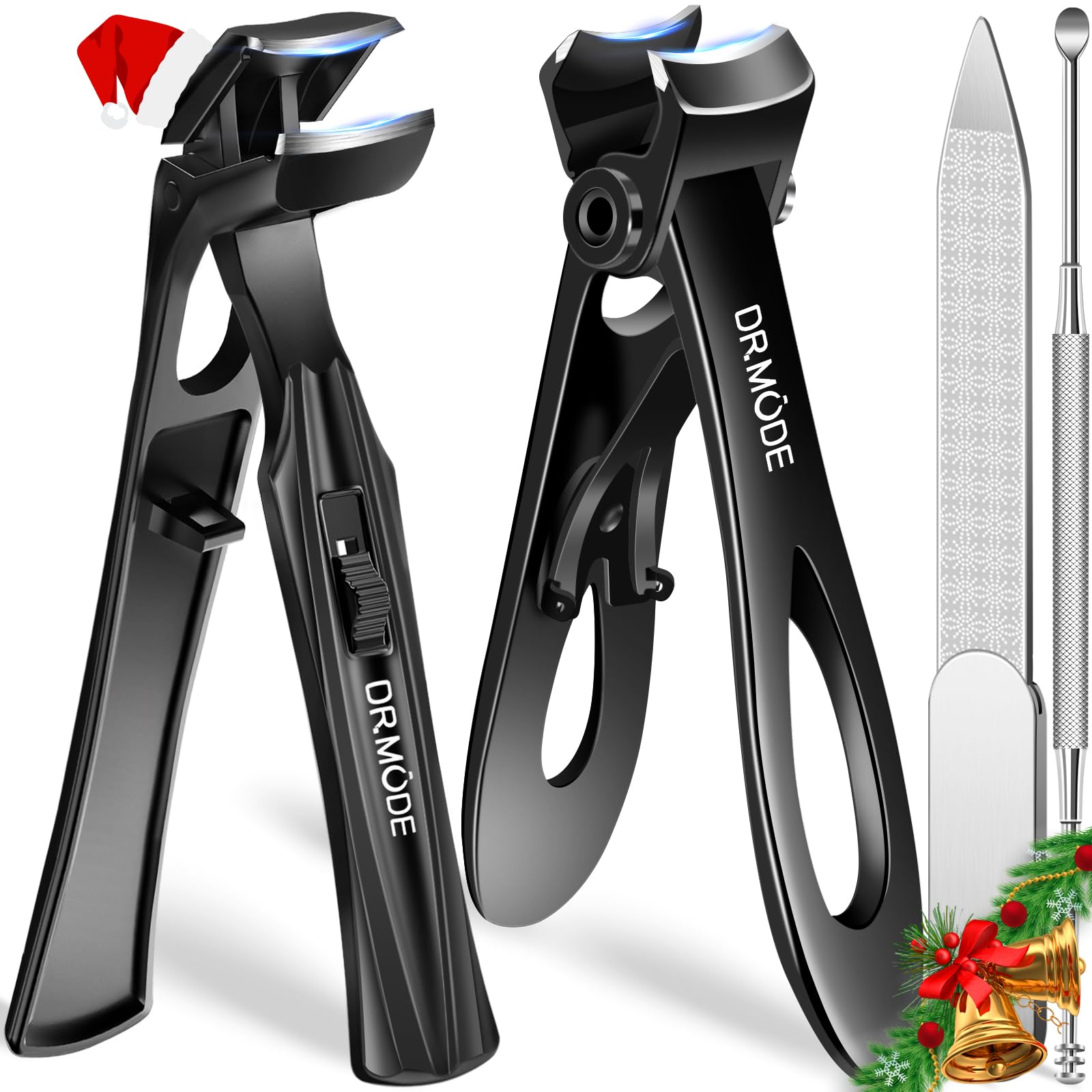 Toenail Clippers for Thick Toenails for Seniors, Angled Head Long Handled Toe Nail Clippers for Men with Wide Jaw Opening, Heavy Duty Large Finger Nail Clippers Adult Cutter with Catcher