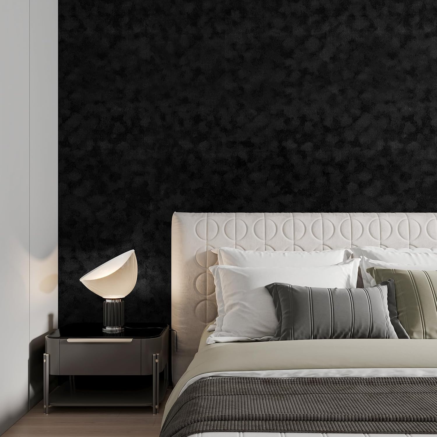 CHIHUT Black Velvet Drawer Liner Soft Textured Peel and Stick Flocking Wallpaper for Accent Wall Self Adhesive Flocked Velvet Contact Paper Removable Fabric Felt Sheets for Dresser Cabinet 12''x472''