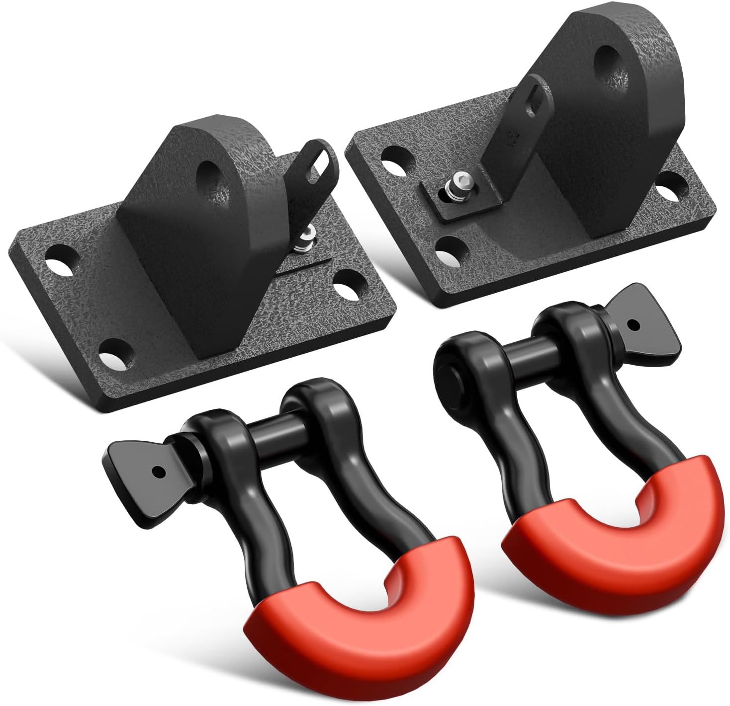 3/4" D-Ring Shackle Tow Hook Bracket: 2 Pack Front Tow Hook Mounting Bracket Fit for 2010-2017 2018 2019 2020 Dodge Ram 2500 3500 4500, with Mounting Hardware Kit for Off-Road Vehicle Recovery