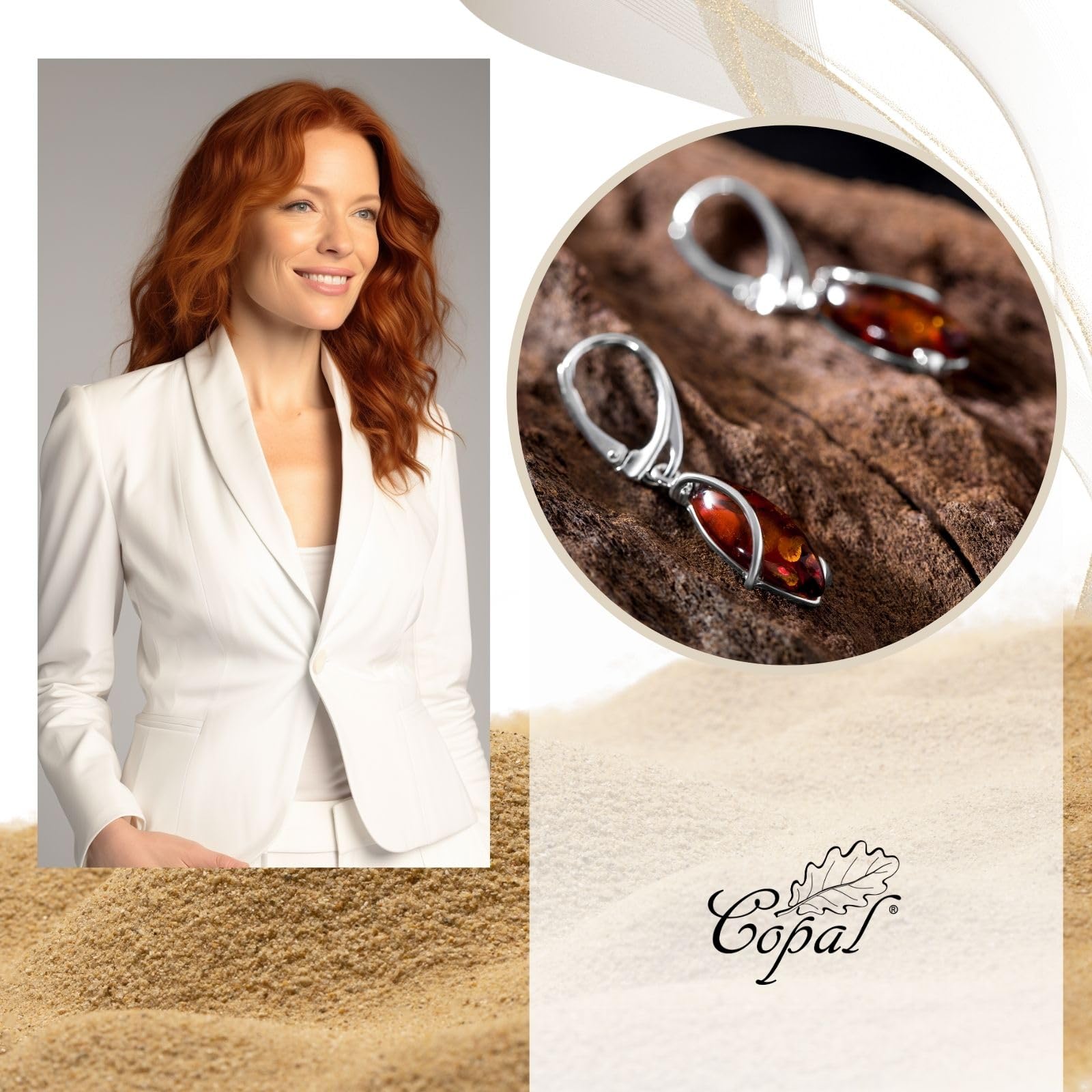 Orecchini Di Ambra A Goccia In Argento Sterling Con Confezione Sostenibile