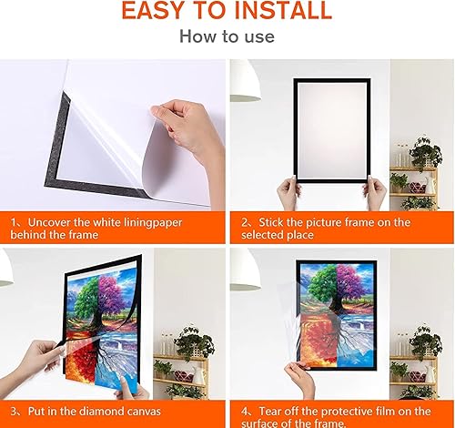 Miniatura 7 de Paquete de 6 marcos de pintura de diamante, marcos para lienzo de pintura de diamante de 12 x 16 pulgadas, marcos de pintura de diamantes para