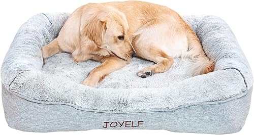 JOYELF Cama ortopédica extragrande para perros de espuma viscoelástica con funda lavable, diseño independiente con forro impermeable incluido