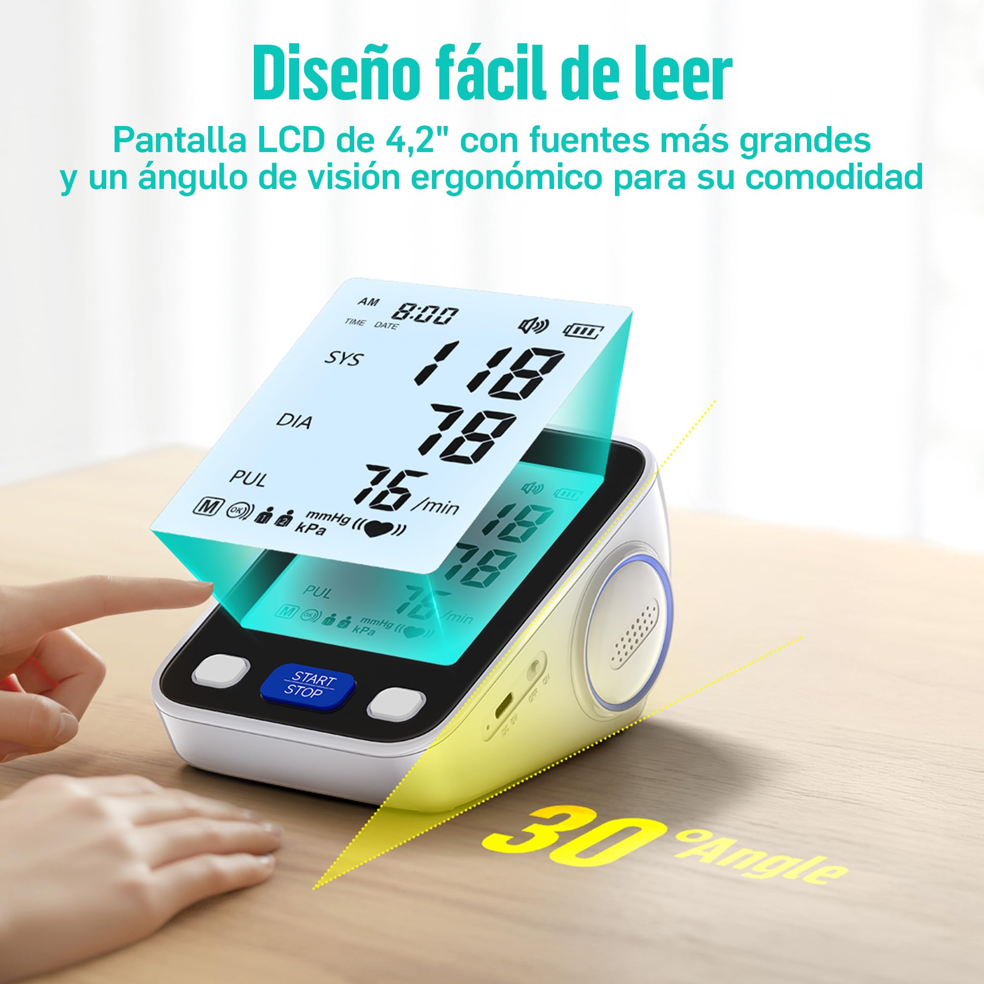 Runstar Tensiometro de brazo con brazalete de amplio rango (22cm-42cm) para uso doméstico, tensiómetro digital automático con bolsa de almacenamiento y memoria de 2x99 lecturas,negro