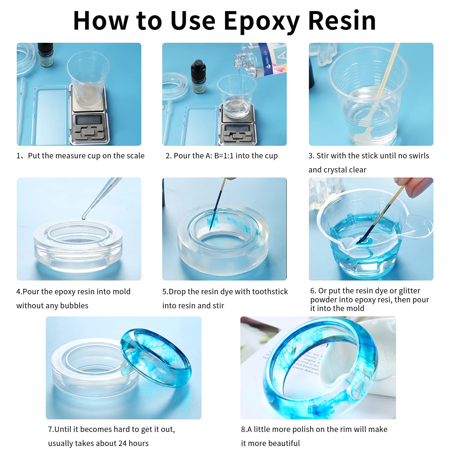 Epoxy Resin and Hardener Kit 16 Oz Crystal Clear Casting Resin Non
