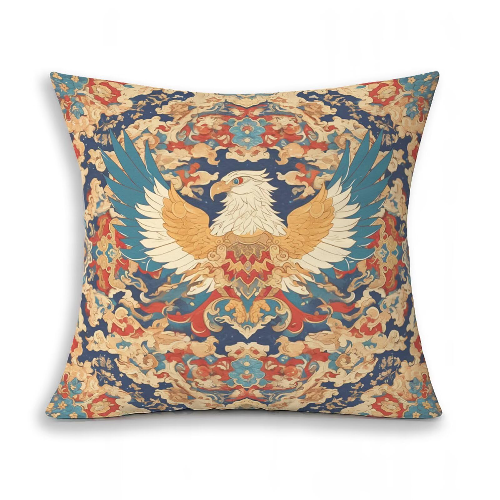 Eagle Poszewki na poduszki Sofa, czerwona dekoracyjna poszewka na poduszkę 60 x 60 cm zestaw 4, kwadratowa miękka poszewka na poduszkę z niewidocznym zamkiem błyskawicznym, dekoracyjna na sofę i łóżko