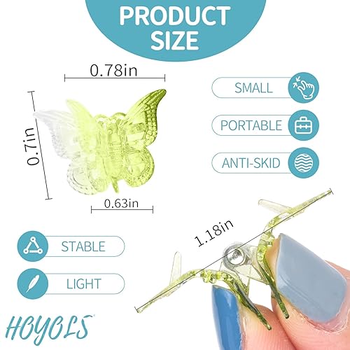 Miniatura 2 de Hoyols Pinzas de mariposa para adolescentes y adultos, accesorios de mariposas de los años 90 para mujeres, lindo clip de garra para el cabello