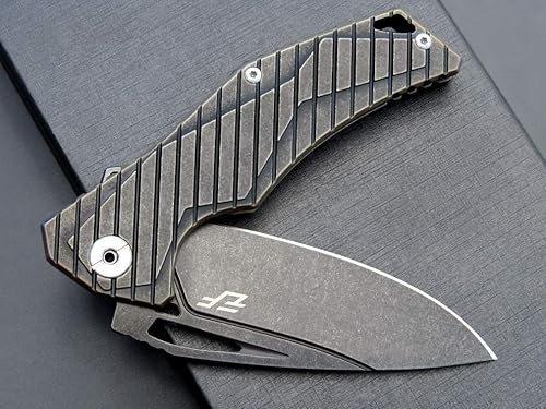 Miniatura 6 de Eafengrow EF955 Cuchillo plegable de aleación de titanio, mango de titanio con bloqueo de marco de clip de bolsillo, EDC para camping, táctico,
