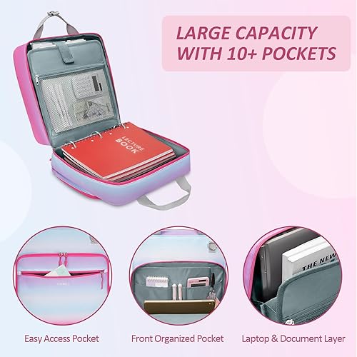 Miniatura 5 de Ytonet Carpeta con cremallera de 3 anillas, carpeta de 3 pulgadas con cremallera para laptop de 15.6 pulgadas, 600 páginas extra grande, organizador