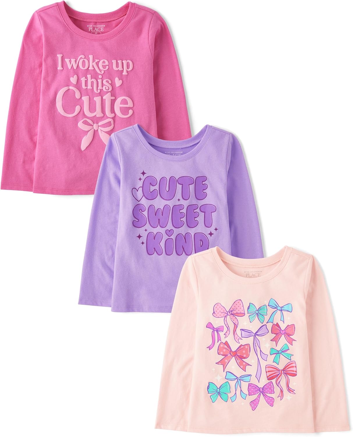The Children's Place Girls and Toddler Assorted Everyday Long Sleeve Graphic T-Shirts,multipacks