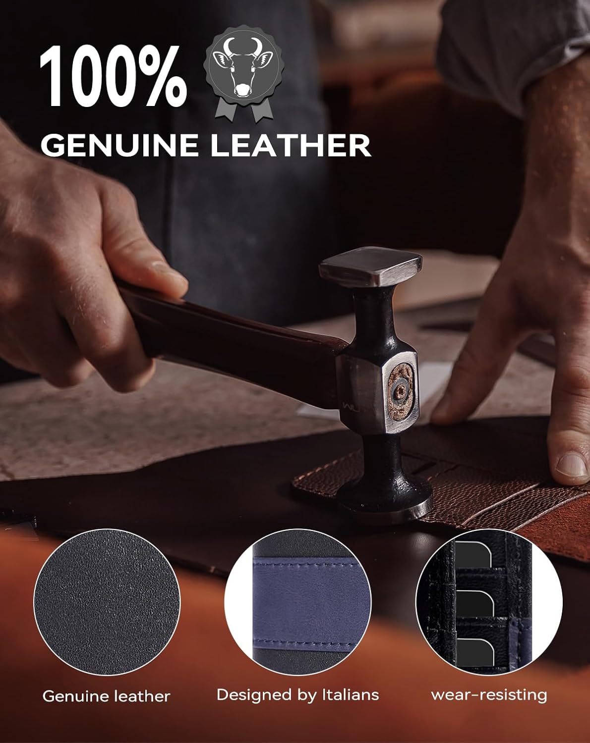 Swallowmall Genuine Leather RFID Wallet for Mens, Mens Bifold Wallet with 16 Card Holder 1 ID Window Gift for Him - Image 6