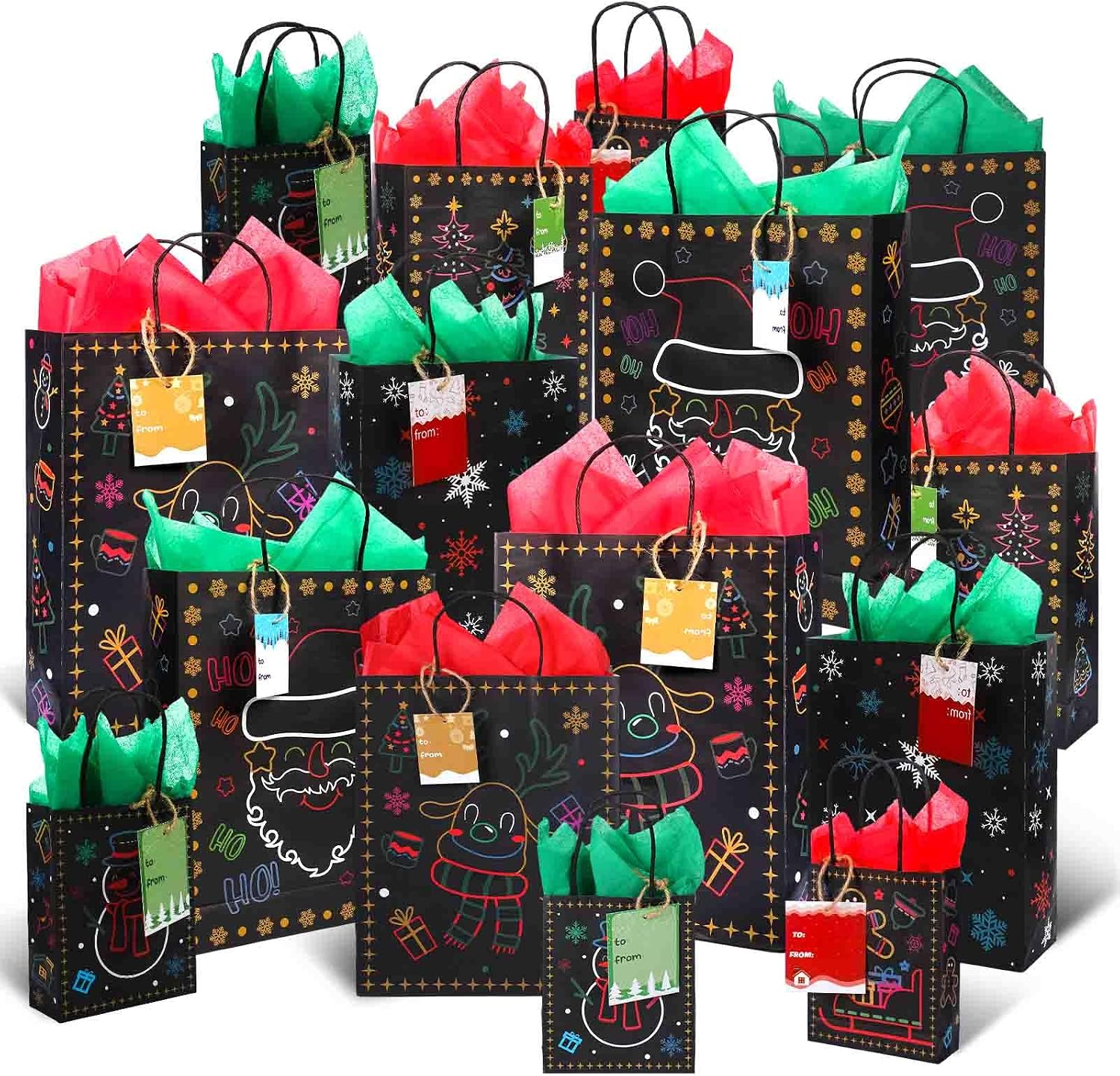 Cholemy Employee Appreciation Gift Set - 16 Santa Hat Badge Reels, Cards & Bags For Teachers, Nurses, Coworkers - View #6