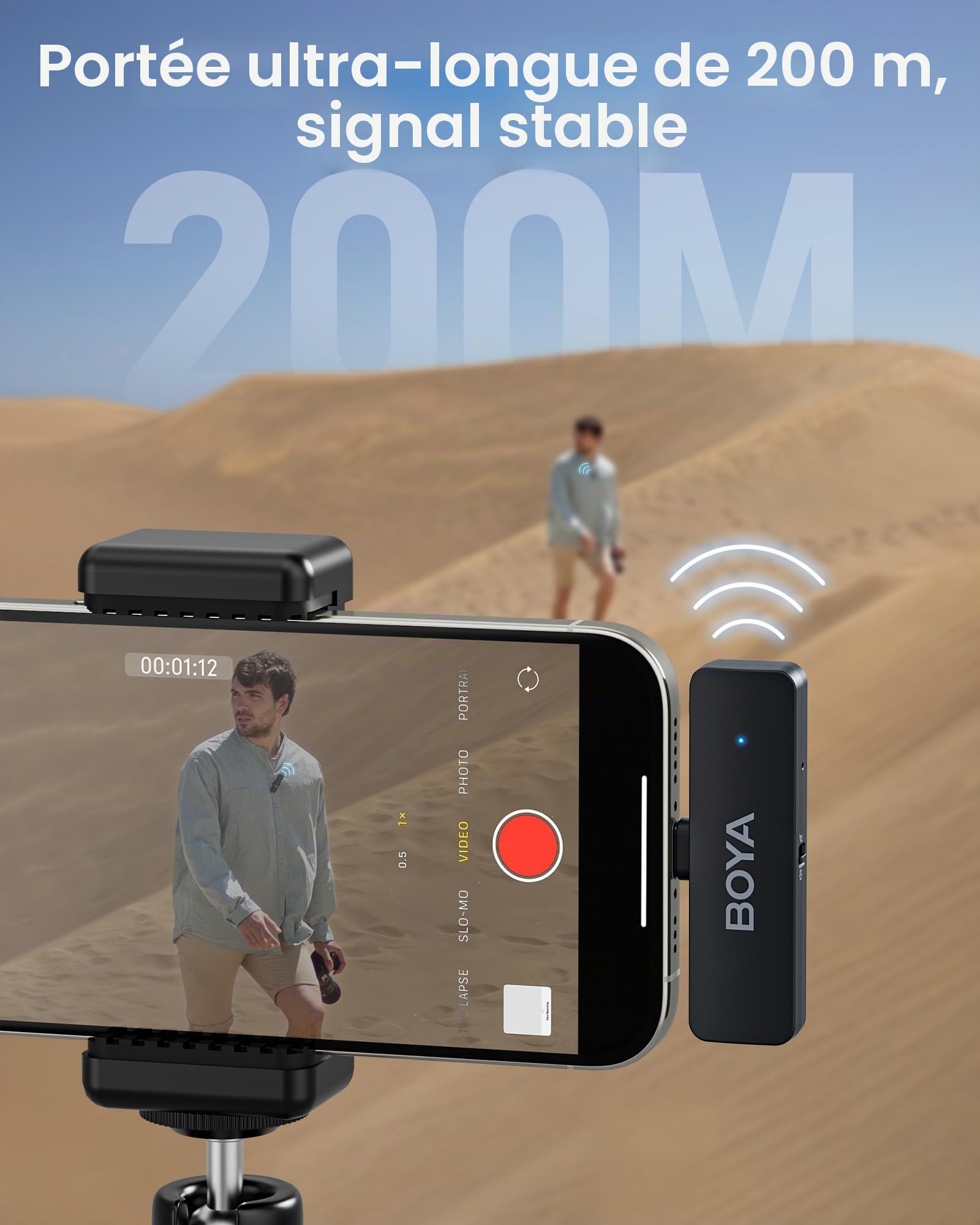 BOYA BY-V4U Micro Cravate sans Fil pour iPhone 15/16, Smartphone Android, Sortie Mono 4 Canaux, Mini Micro sans Fil USB-C, 48 KHz/16 Bit, Réduction du Bruit, Microphone pour l'enregistrement Vidéo