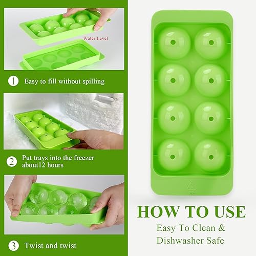 Miniatura 3 de Molde redondo para cubitos de hielo, 1.8 pulgadas x 8, molde para cubitos de hielo para whisky, bandeja circular para cubitos de hielo con tapa,