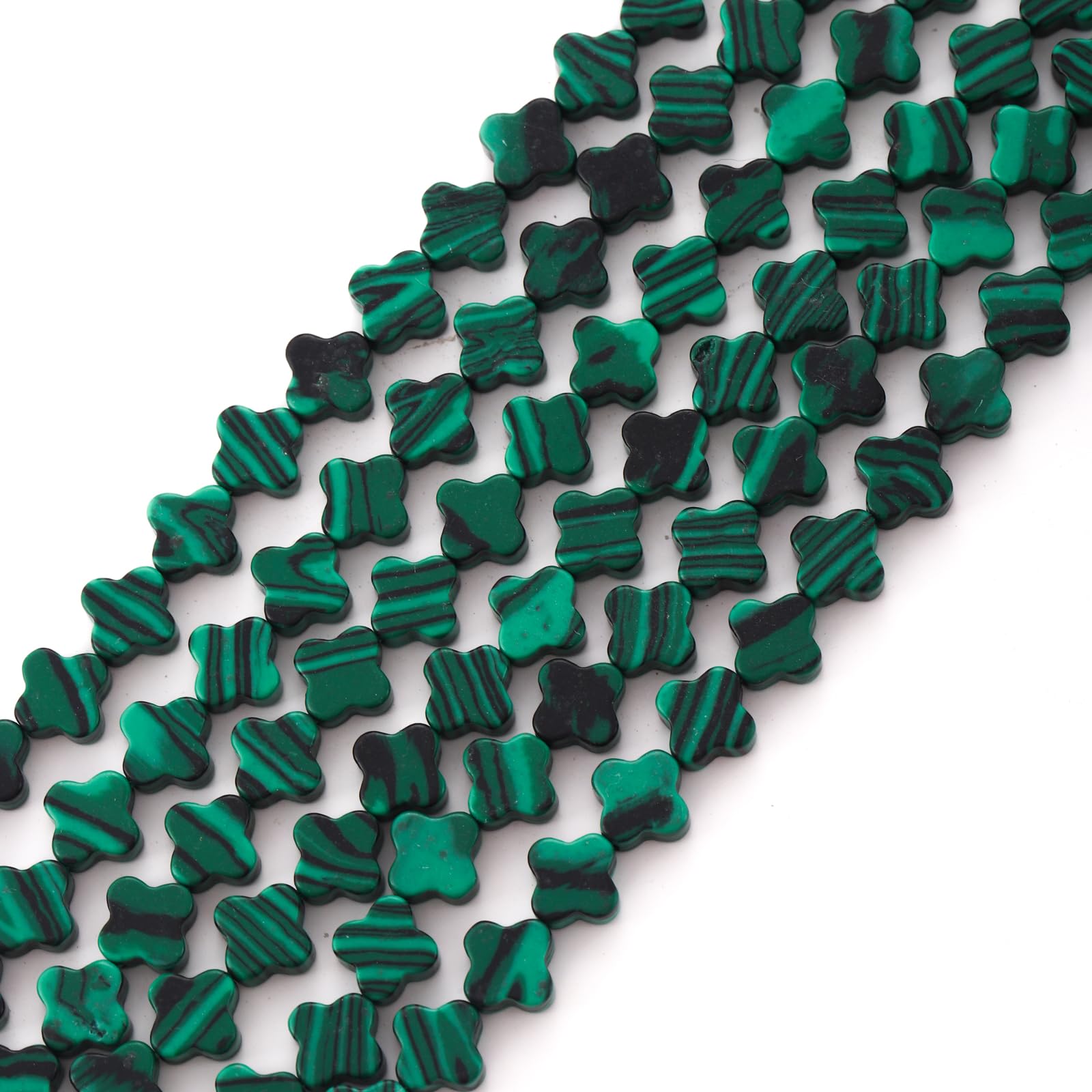 8mm Natural Malachite Gemstone Faceted Clovers Beads Four-Leaf Spacer Loose Beads for DIY Jewelry Making Beads