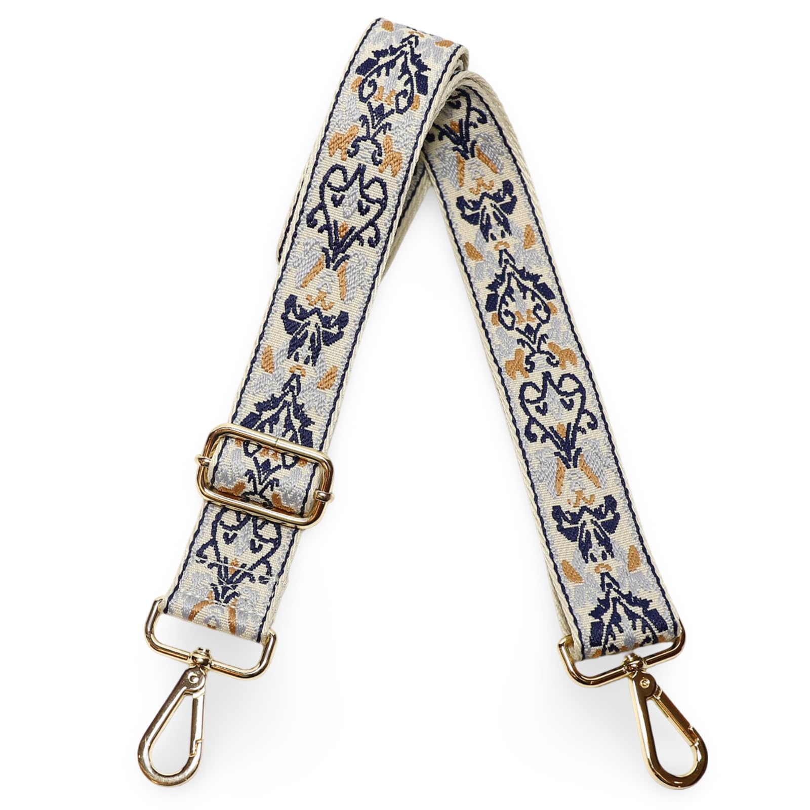 Kolti Purse Strap Replacement Crossbody Handbag Stripe Wide Adjustable, Gold Buckle-375