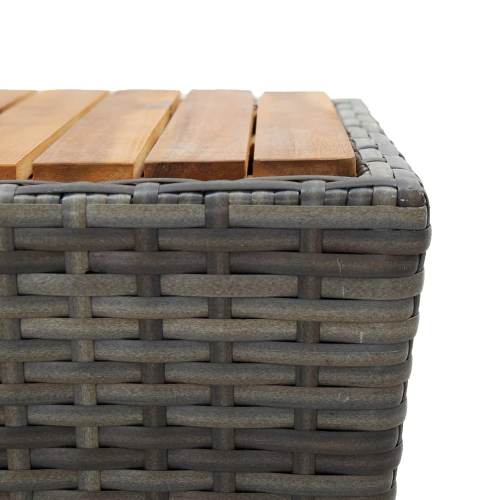Set da 3 pezzi con struttura in polyrattan resistente ai raggi UV e piano in legno di acacia massiccio, grigio, 1 tavolo + 2 sedie, ideale per piccoli spazi esterni