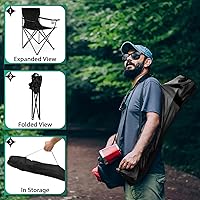 Vista 6 de HaSteeL Silla de Camping, Silla Plegable Extra Grande para Adultos, Silla de Campamento Plegable con Portavasos, Portátil para Pesca al Aire Libre