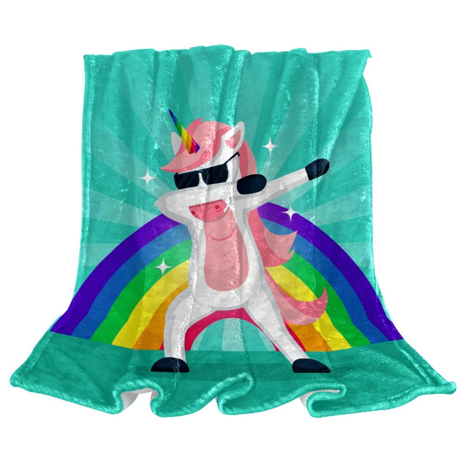 Couverture polaire licorne verte contre le froid au bureau et sur le lit