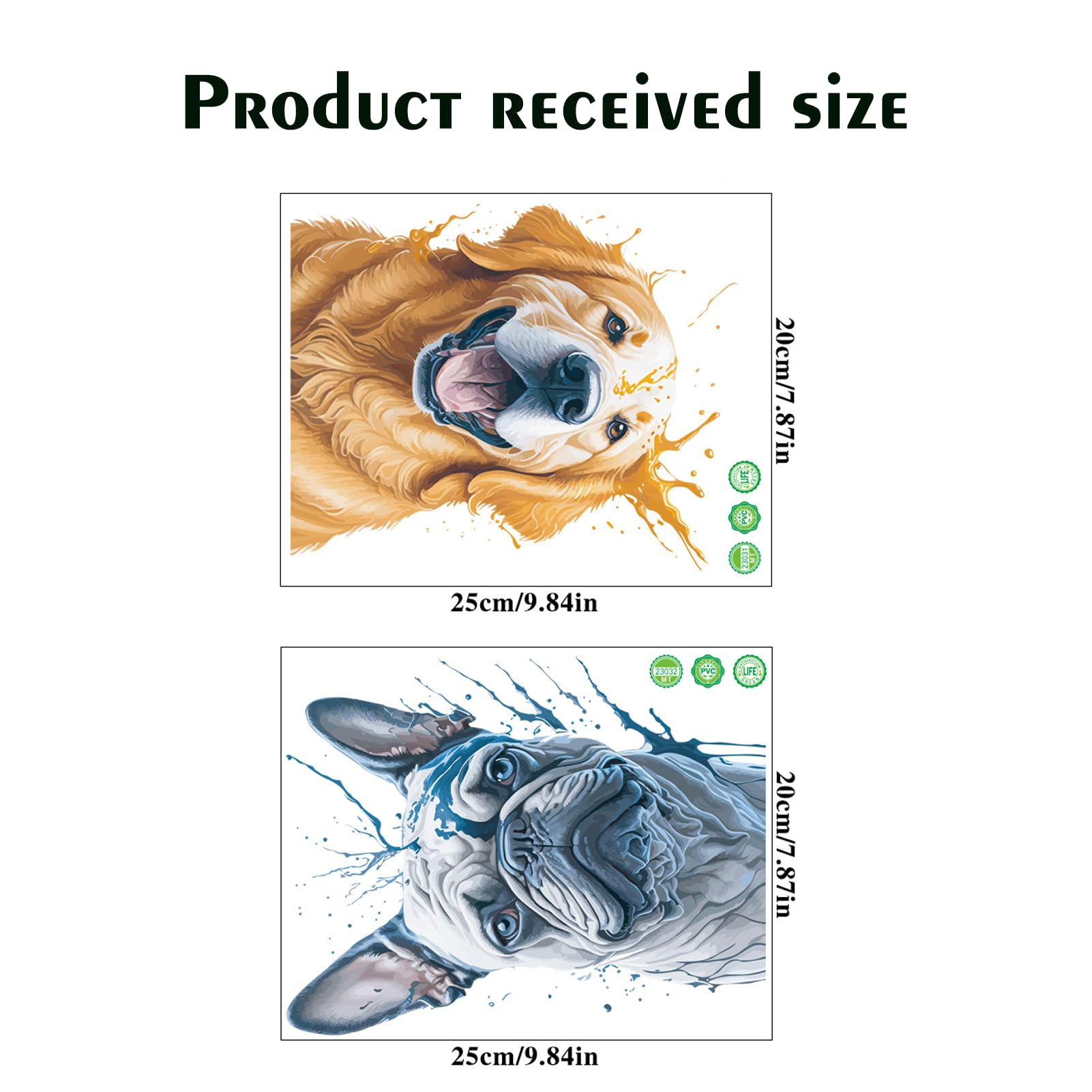 2 Sheets Funny Hand Painted Dog Toilet Cover Stickers, Removable PVC Waterproof Seat Cover Decal, Funny Dog Decorative Stickers for Bathroom, DIY Toilet Decor
