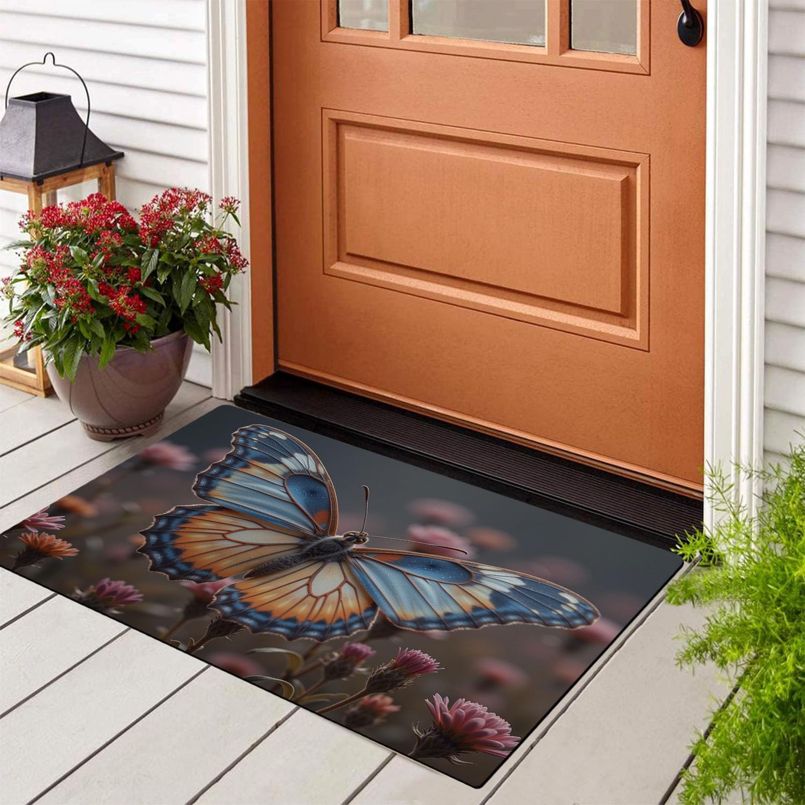 Tapis de porte papillon haut de gamme et antiderapant pour entree elegante