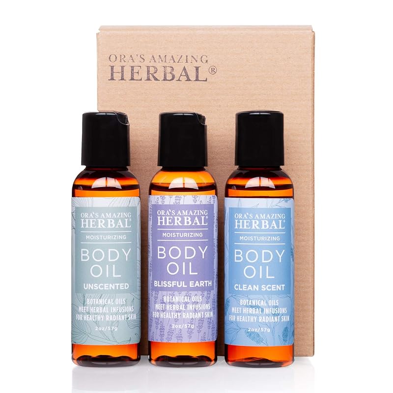 Ora's Amazing Herbal Óleo Corporal, Conjunto Variado em Tamanho de Viagem, 3 Frascos de 60 mL