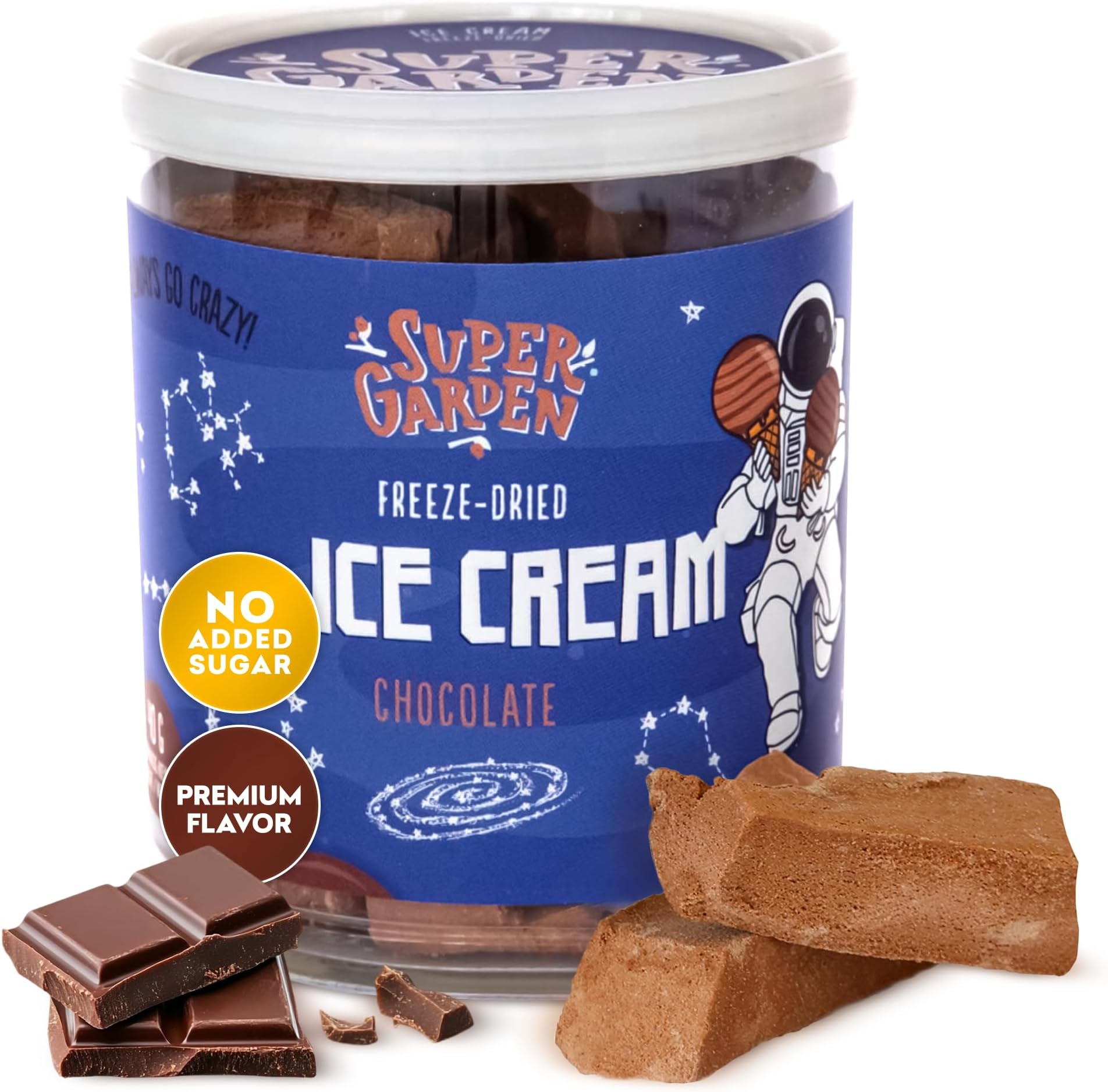 Super Garden Freeze Dried Ice Cream Chocolate | Crunchy and Creamy Freeze Dried Candy | Chololate Ice Cream loved by Kids | Perfect Backpacking Food | No Melting Freeze Dried Dessert for On-the-Go Enjoyment | Space and Astronaut Food | 1.41oz
