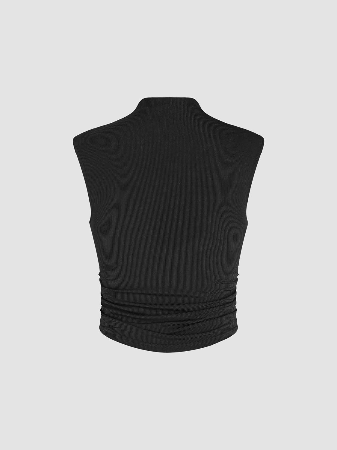 CIDER High Neck Ruched Tank Top - Women Sleeveless Cropped Knit Shirt Going Out Summer Casual