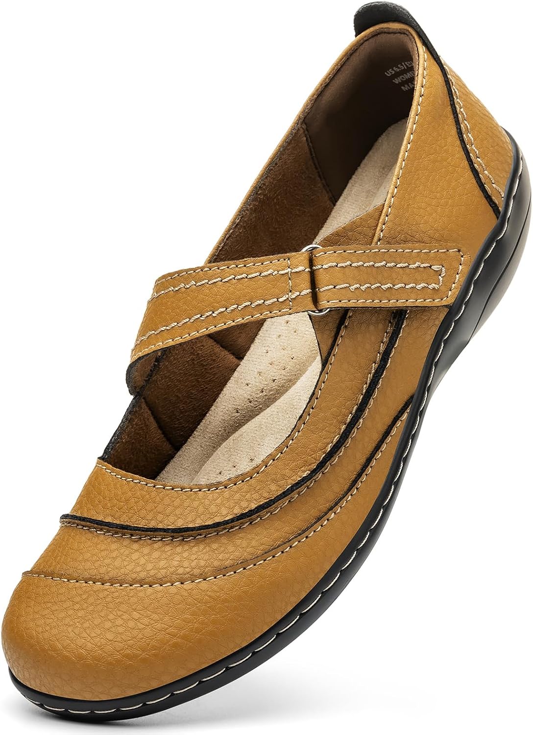 Women's Comfortable & Lightweight Leather Mary Jane Flats Versatile Business Casual Dress Shoes Work Office Cute Stylish Everyday Walking Shoes