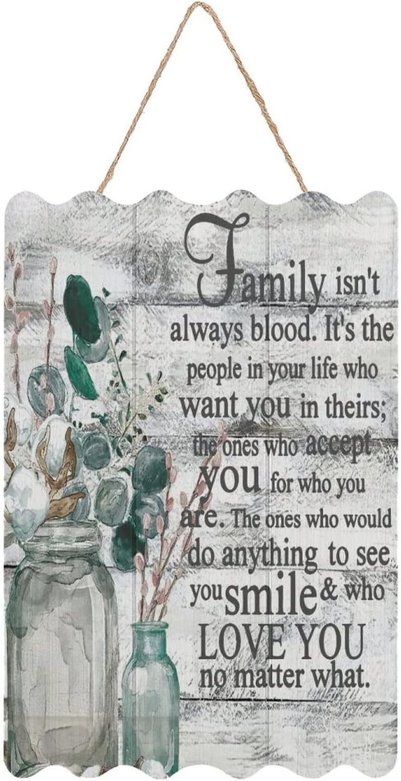 by Unbranded Funny Sign Family Isn't Alway Blood.It's The People in Your Life Who Want You in Theirs Room Decor Wooden Sign Farmhouse Wood Rustic Family Wall Decor Signs Home 8x12 Inch/20x30 cm